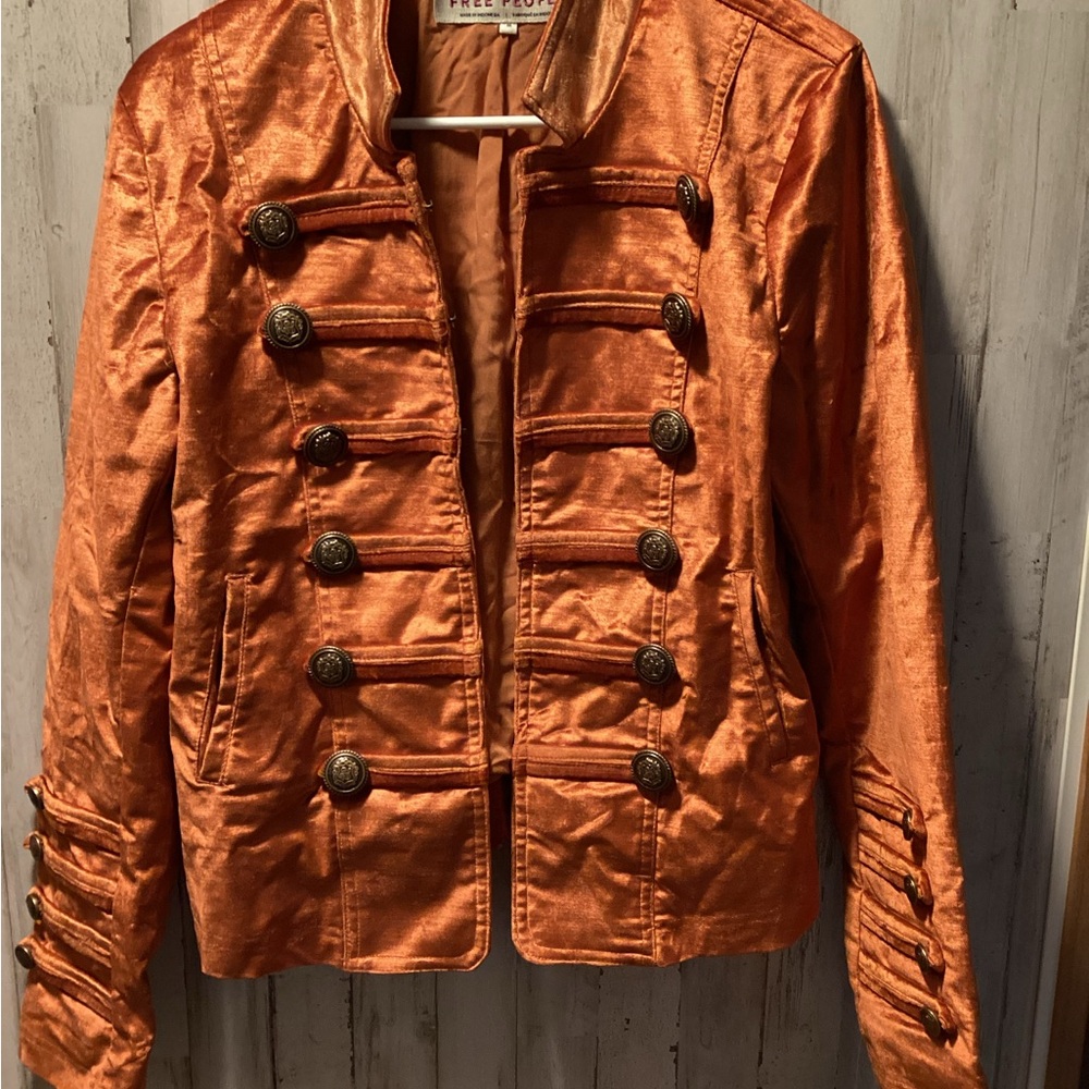 Free People Orange Military Style Jacket